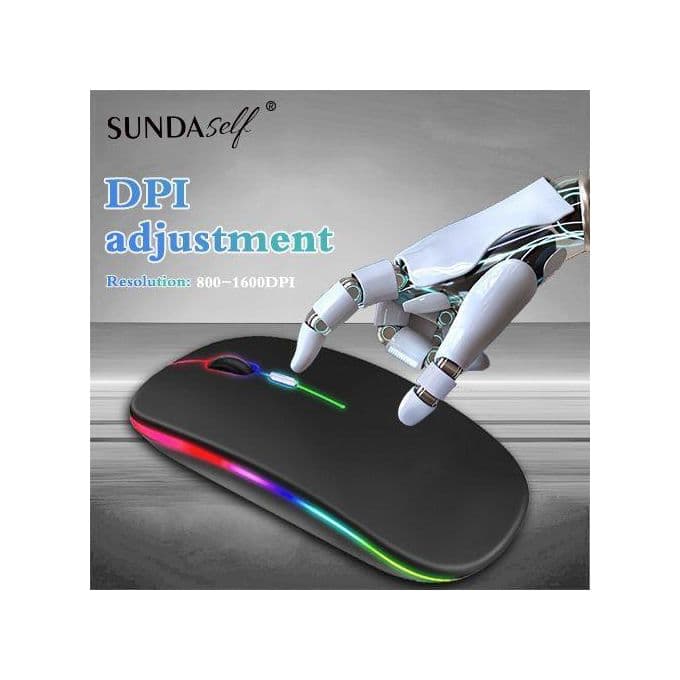 SUNDASELF Rechargeable Wireless Bluetooth Mouse, 2 Modes, 2.4GHz - Black