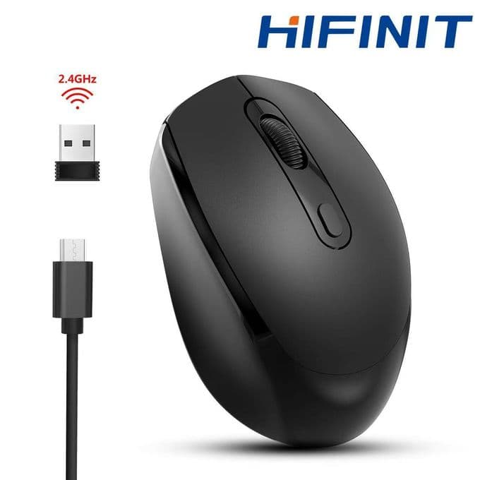 Hifinit Souris Bluetooth sans fil double mode 2.4G Souris sans fil rechargeable