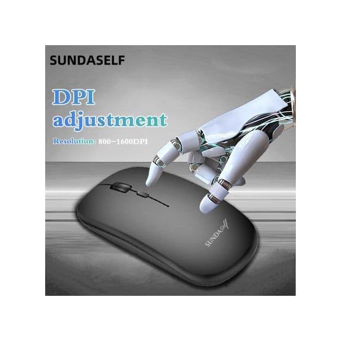 SUNDASELF Rechargeable Wireless Mouse, 2.4G Bluetooth, 2 Modes - Black