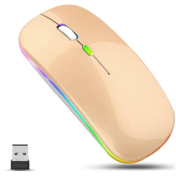 Souris Rechargeable LED Colorée 2.4G - Or